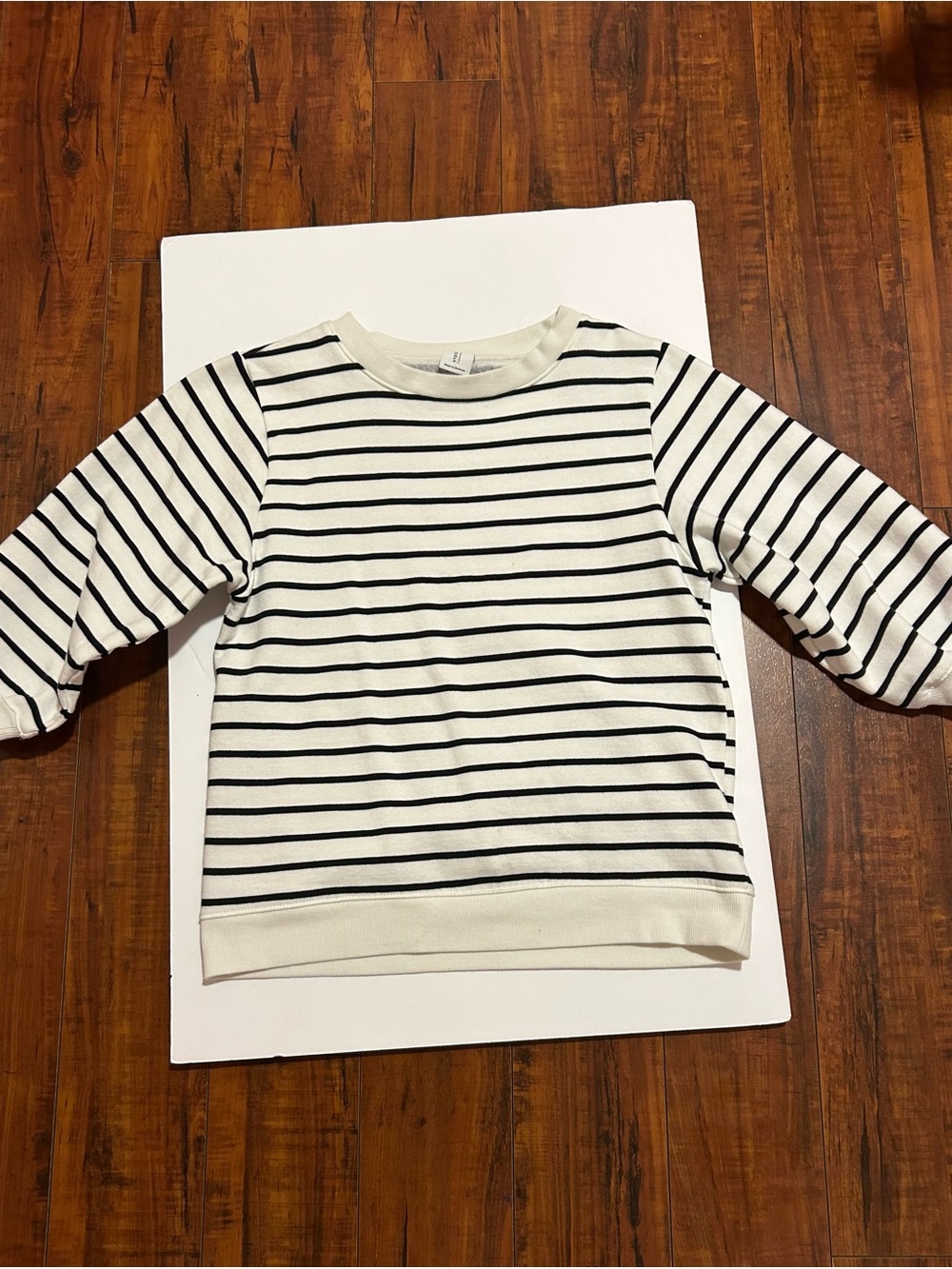 Amazon Essentials Cream and Black Striped Long-Sleeve Sweatshirt